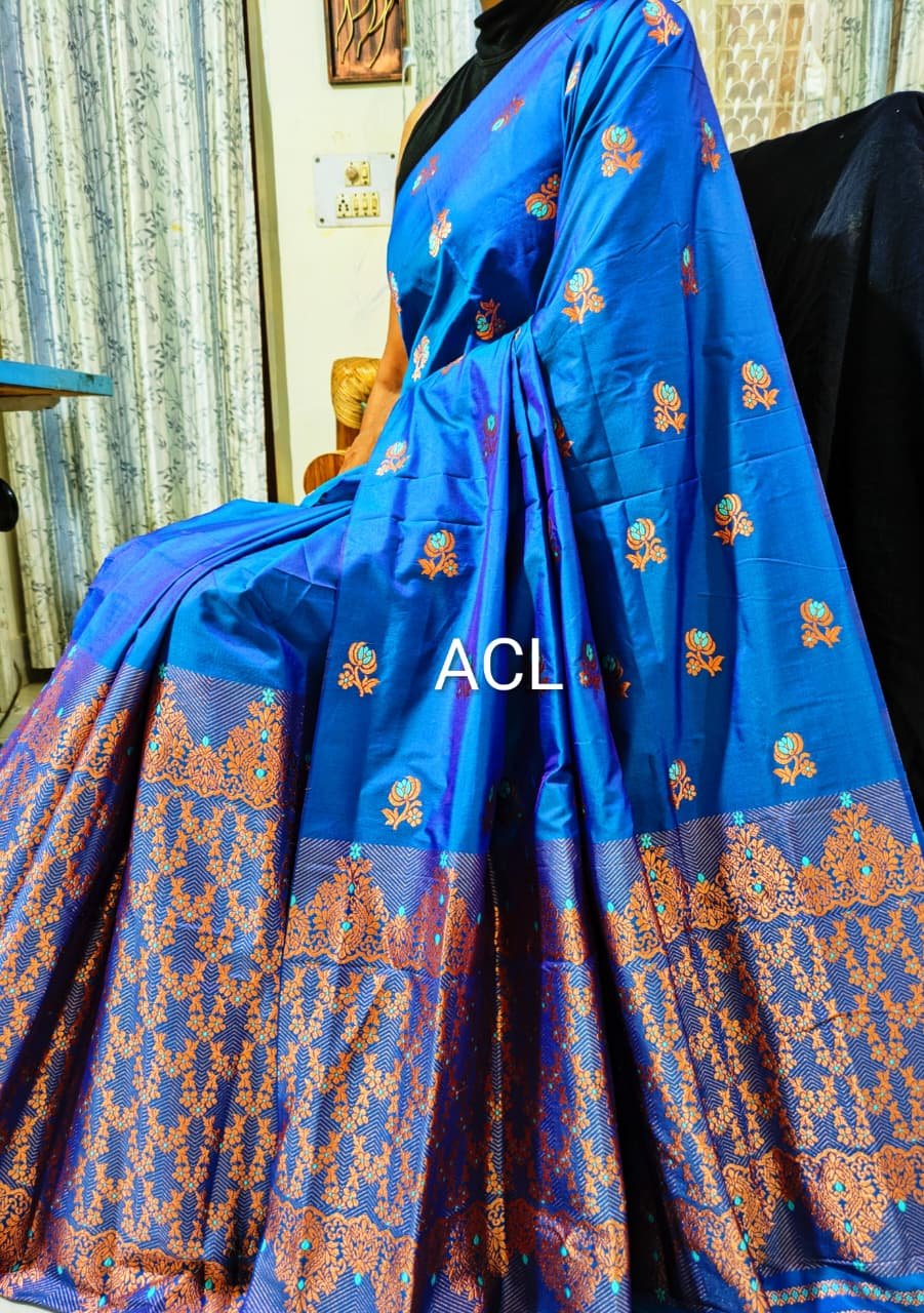 Royal blue turquoise saree